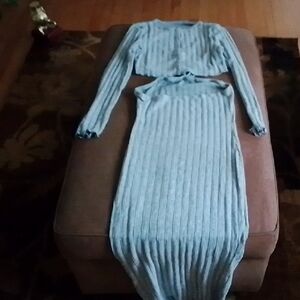 Blue Striped Long Sleeve Dress